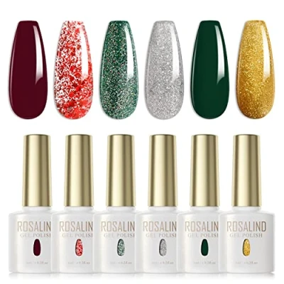 Afbeelding van Rosalind semipermanente nagellakset, 6 kleuren, uv/led, soak off gellak, French manicureset, ml