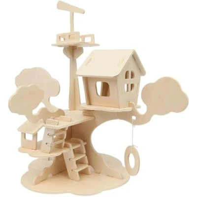 Image de Puzzle 3D en bois à monter Maison d&#039;arbre 37 pcs