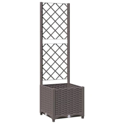 Afbeelding van vidaXL Plantenbak met latwerk verhoogd bed plantenpot bloembak tuin terras ingang buiten bruin 40 x 136 cm PP