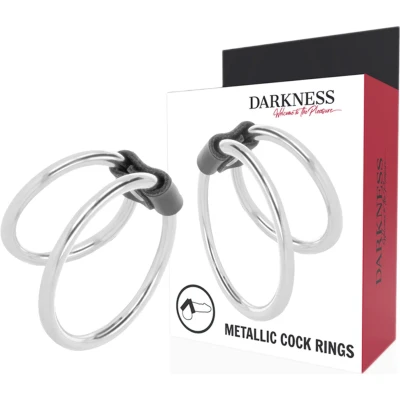 Afbeelding van Darkness SENSATIONS Double Metal Ring Penis BDSM Bondage Sex Toy for Man Cockring Long Performance Orgasm Delay Hard