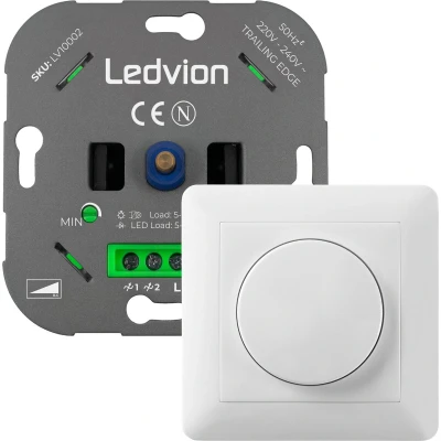 Afbeelding van Ledvion Led Dimmer 5 tot 600 Watt, Universele Dimmer, Inbouw, Schakelaar, Afdekraam, Afdekraam
