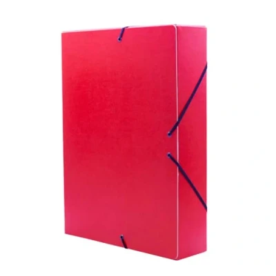 Afbeelding van Raylu Paper Mat projectmap DIN A4 met 7 cm rug, map van stevig karton en rubberen sluiting voor school of kantoorprojecten, ordner maat 34 x 24 (rood)