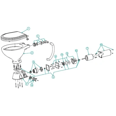 Afbeelding van johnson pump motor 12v voor scheepstoilet premium model boot toilet