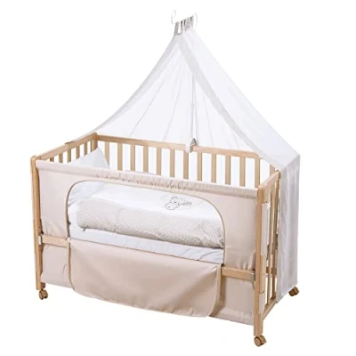 Afbeelding van roba Liebhabär Cododo Bed Compleet 60 x 120 cm met 4 Remwielen Inclusief uitrusting 6 traps in hoogte verstelbaar Natuurlijk hout