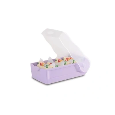 Afbeelding van HAN Croco 998 887 leerkaartenbox met 5 vakken, A8 formaat voor 500 kaarten, transparant/pastelpaars