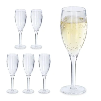 Afbeelding van Relaxdays champagneglazen kunststof set van 6 wijnglazen party glazen herbruikbaar