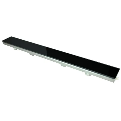 Afbeelding van Wiesbaden glasrooster voor douchegoot 70 x 7 cm glanzend zwart