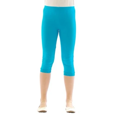 Afbeelding van YESET Meisjes kinderlegging Capri 3/4 kort met kant katoen, Turkoois