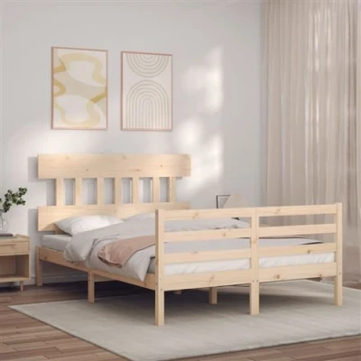 Image de vidaXL Cadre de lit avec tête 120x200 cm bois massif