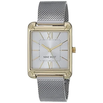 Afbeelding van Nine West Dameshorloge van mesh, Tweekleurig, NW/2091SVTT, NW/2091SVTT