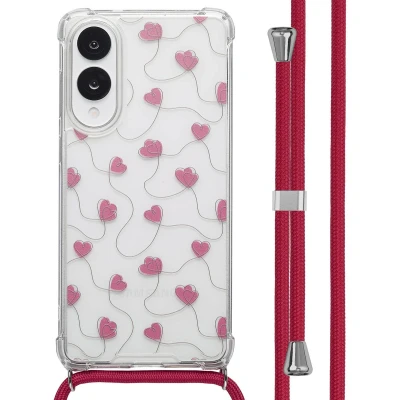Afbeelding van imoshion Design hoesje met koord voor de Samsung Galaxy S25 Edge Dusty Rose Connected Hearts