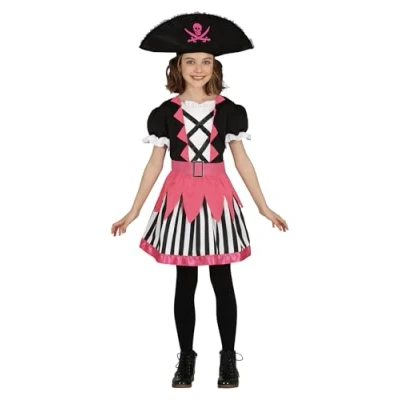 Afbeelding van Guirca Piraat &amp; Viking Kostuum Beruchte Rozalina Van De Zoete Wateren Meisje Roze, Zwart 3 4 jaar Carnavalskleding Verkleedkleding