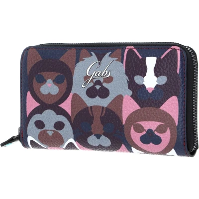 Afbeelding van Gabs Leren Portemonnee GMONEY17 Animals + Bull Wallet Pop Cats Chianti Veelkleurig