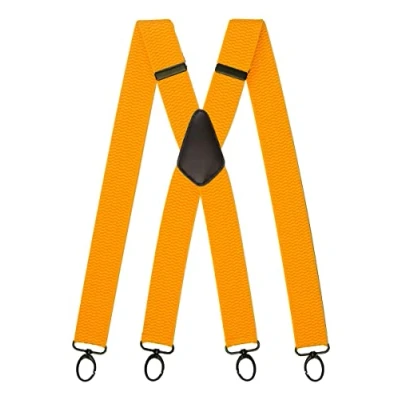 Afbeelding van Olata Brede multifunctionele bretels met karabijnhaak 4 cm, Geel (Zwarte Clips), Eén maat