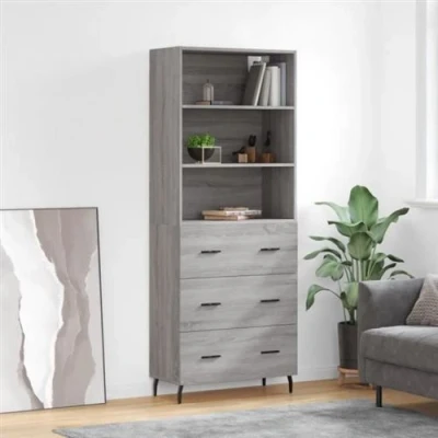 Afbeelding van Hoge kast 69,5x34x180 cm bewerkt hout grijs sonoma eikenkleurig