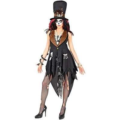 Afbeelding van Widmann Heks &amp; Spider Lady Voodoo Duistere Religie Kostuum Leidster Van Zwarte Priesteres Vrouw Bruin, Zwart Small Halloween Verkleedkleding
