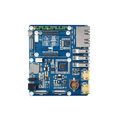 Afbeelding van Waveshare Dual Gigabit Ethernet Base Board ontworpen voor Raspberry Pi Compute Module 4