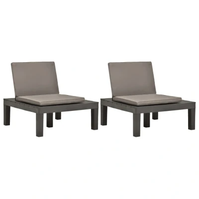 Afbeelding van Loungestoelen 2 st met kussens kunststof antraciet
