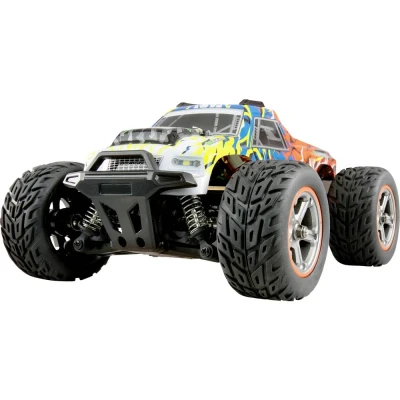 Afbeelding van Amewi Blauw, Oranje Brushed 1:20 RC modelauto voor beginners Elektro Monstertruck 4WD RTR Met lichteffect