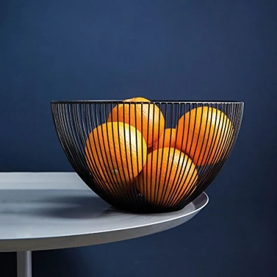 Afbeelding van DMAR fruitmand, zwart, 25 x 14 cm, zwarte metalen zwart fruit, mand, metaal,