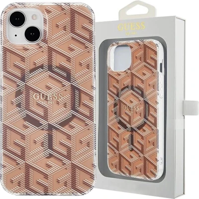 Afbeelding van Guess IML GCUbe MagSafe hoesje voor iPhone 15 Plus / 14 bruin
