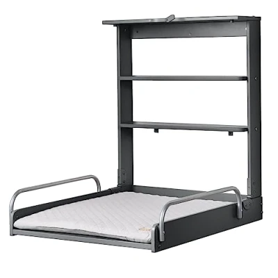 Afbeelding van roba Baby &#039;roba Style&#039; Opvouwbare Wandplank met Aankleedkussen Antraciet / Grijs