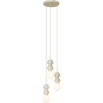 Afbeelding van QAZQA fedde Retro Hanglamp 3 lichts Ø 31 cm Beige Woonkamer Slaapkamer Keuken