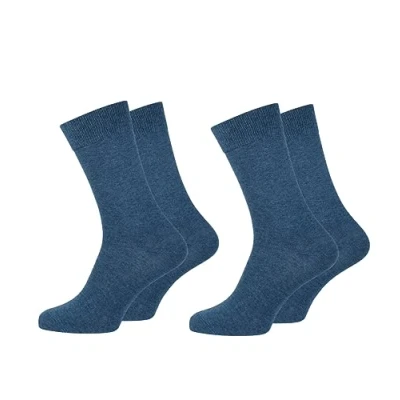 Afbeelding van Nur Der Heren Cotton Stretch dubbelpak herensokken (2 stuks), blauw (jeansmelange)