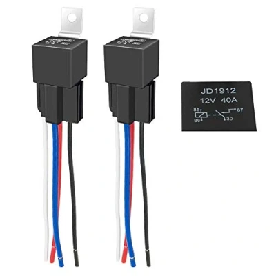 Afbeelding van GTIWUNG 2 stuks auto relais 12 V 40 A met stekkergordel, 4 polige terminal SPST boot 12V schakelaar voor voertuig