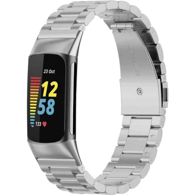 Afbeelding van imoshion Bandje met Horlogeband inkorter Geschikt voor Fitbit Charge 6, 5 Stalen band zonder installatiehulp Zilver