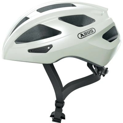 Afbeelding van ABUS Macator Racefietshelm, sportieve fietshelm voor beginners, ook dragers/vlechten, dames en heren, wit glanzend, maat M