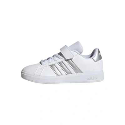 Image de adidas Chaussures unisexes Grand Court 2.0 EL C pour enfant, Ftwr White Matte Silver White, 34.5 EU