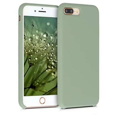 Afbeelding van kwmobile telefoonhoesje geschikt voor Apple iPhone 7 Plus / 8 Hoesje met siliconen coating Smartphone case in grijsgroen