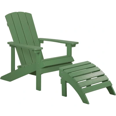 Afbeelding van Beliani ADIRONDACK Tuinstoel met voetenbank Groen Kunsthout
