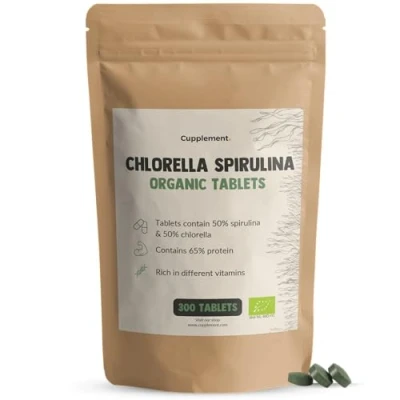 Afbeelding van Cupplement Spirulina Chlorella 300 Algen Tabletten 500 MG per Tablet Biologisch Geen Capsule, Vlokken of Poeder Superfood Supplement Hawaii Alg Blauw Spirilina Chlorela