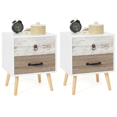 Image de Lot de 2 tables chevet BAHIA tiroirs scandinave