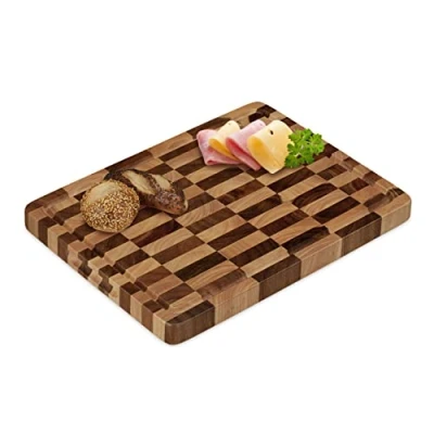 Afbeelding van Relaxdays hakblok hout acacia massief 40 x 30 cm voor groente en vlees met sapgeul