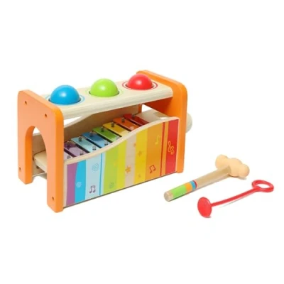 Afbeelding van Hape hamerbank, met afneembare xylofoon, gemaakt van duurzaam hout, bekroond muziekspeelgoed, multifunctionele en levendige kleuren