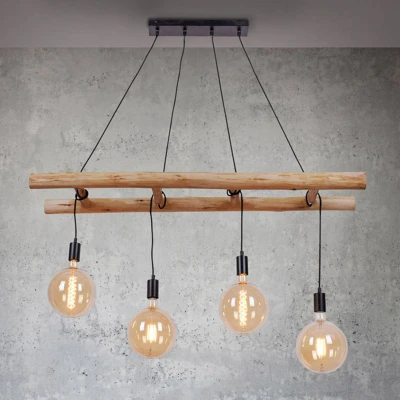 Afbeelding van Paul Neuhaus scala Landelijke Hanglamp eettafel voor boven de in eetkamer 4 lichts L 120 cm Bruin Woonkamer Slaapkamer Keuken