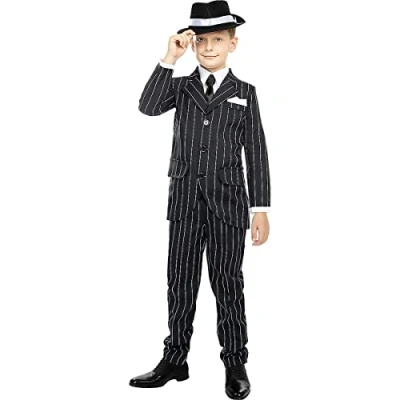 Afbeelding van FUNIDELIA Maffia Kostuum voor Kinderen Gangster Maat: 135 152 cm