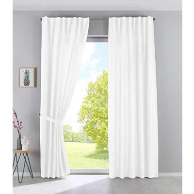 Afbeelding van JENA, gordijnbox, set van 2 gordijnen, verborgen lussen, ondoorzichtig, linnenlook, gordijnband, gemêleerd, gordijnband met gordijnhouder, 100% polyester, crème, H x B 250 300 cm