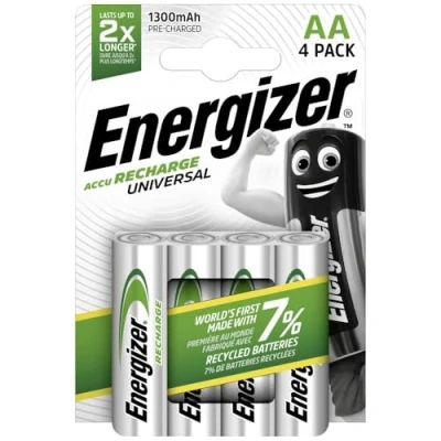 Afbeelding van Energizer Oplaadbare AA batterijen, universeel opladen, 4 stuks