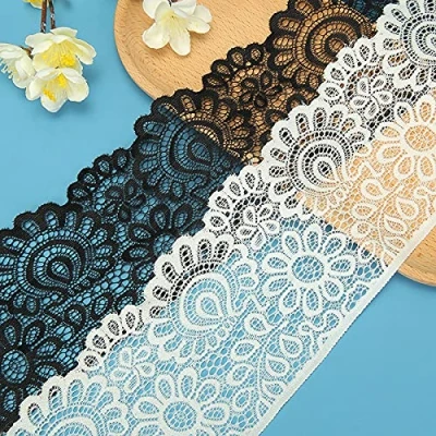 Afbeelding van Yulakes 10 meter stretch kant lint decoratieve rand ambachten lingerie trouwjurk bruiloft decoratie breedte cm wit
