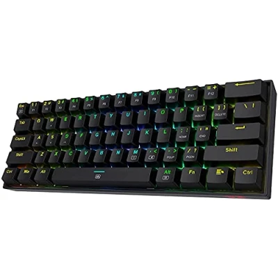 Afbeelding van Redragon K630 Dragonborn RGB gaming toetsenbord, 60% bekabeld, compact, mechanisch 61 toetsen, met rode schakelaar, professionele driverondersteuning, zwart