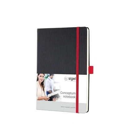 Afbeelding van Sigel notitieboek Conceptum RED Edition A5 zwart hardcover 194 pagina&#039;s 80 grams ruit SI CO662