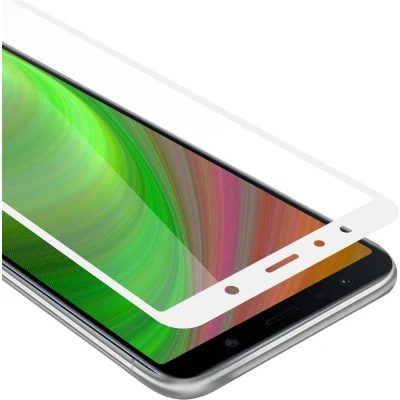 Afbeelding van Cadorabo Screenprotector geschikt voor Samsung Galaxy A7 2018 Volledig scherm pantserfolie Beschermfolie in TRANSPARANT met WIT Gehard (Tempered) display beschermglas 9H hardheid 3D Touch