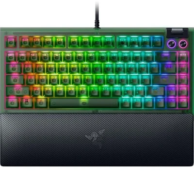 Afbeelding van Razer BlackWidow V4 75% Phantom Green Edition Hot swappable mechanisch gamingtoetsenbord (touch toetsen, mediacool, 2 speciale mediaknoppen) US lay out