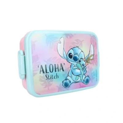 Afbeelding van My sweety pop Stitch broodtrommel lunchbox voor kinderen kleuterschool school vakantie maaltijd 16 cm cadeau idee (Stitch blauw/roze)