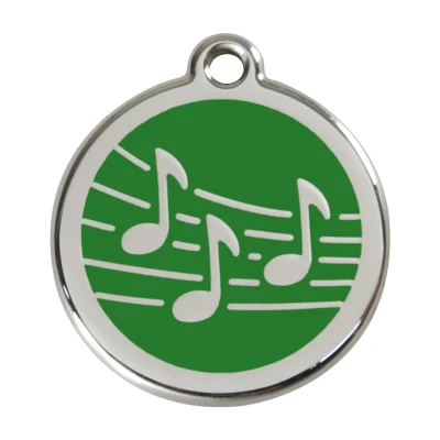 Afbeelding van Music Green roestvrijstalen hondenpenning large/groot dia. 3,8 cm RedDingo