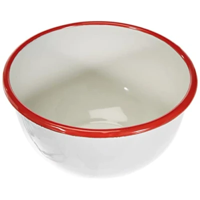 Afbeelding van IBILI 908316 kom, porselein, wit/rood, 16 x 9 cm